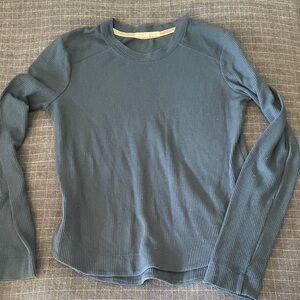 Copper Key Blue Ribbed Long Sleeve Top